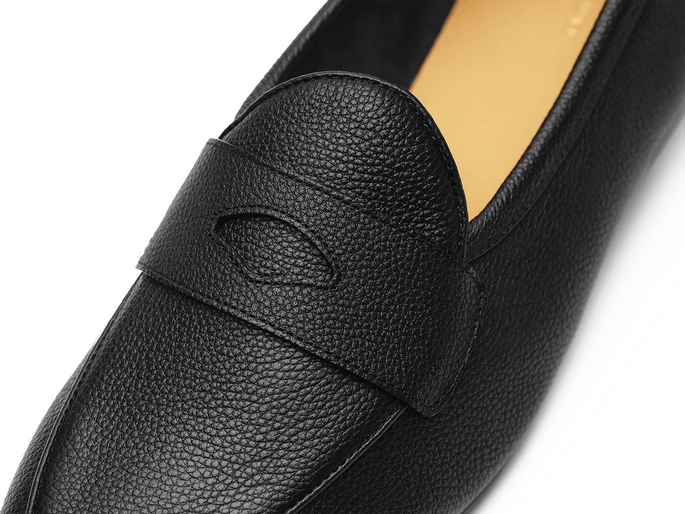 Sagan Rubber Ginkgo Loafers in Black Lunar Grain Calf