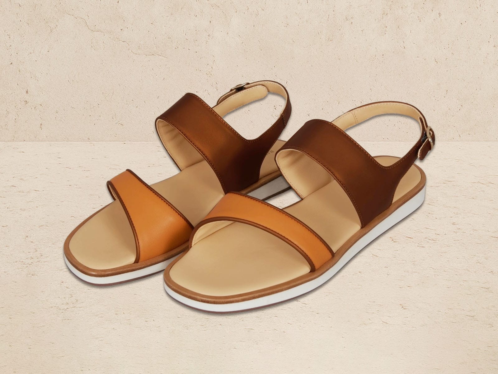 Nuage Sandal in Orange Matt Calf and Copper Translucent Kidskin