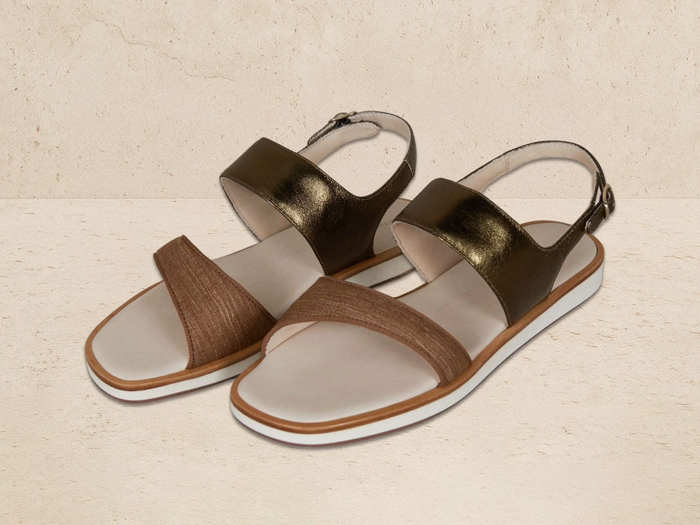 Nuage Sandal in Sirocco Silk and Metal Nappa