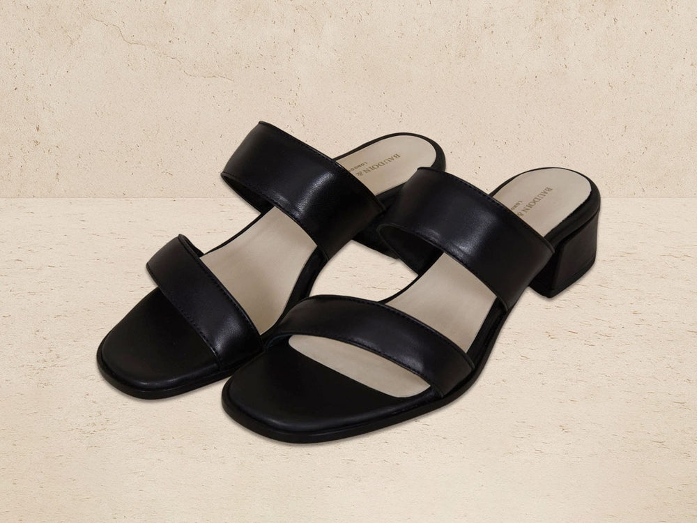 Plume Hi Sandal in Black Nappa