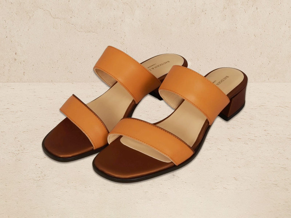 Plume Hi Sandal in Orange Matt Calf and Copper Translucent Kidskin