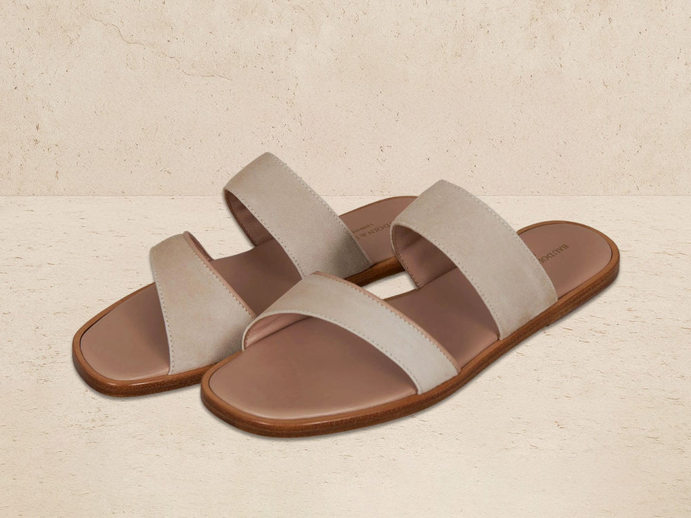 Plume Sandal in Albâtre Luxe Suede and Nappa