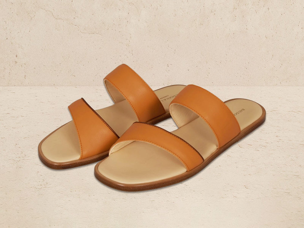 Plume Sandal in Orange Matt Calf and Copper Translucent Kidskin