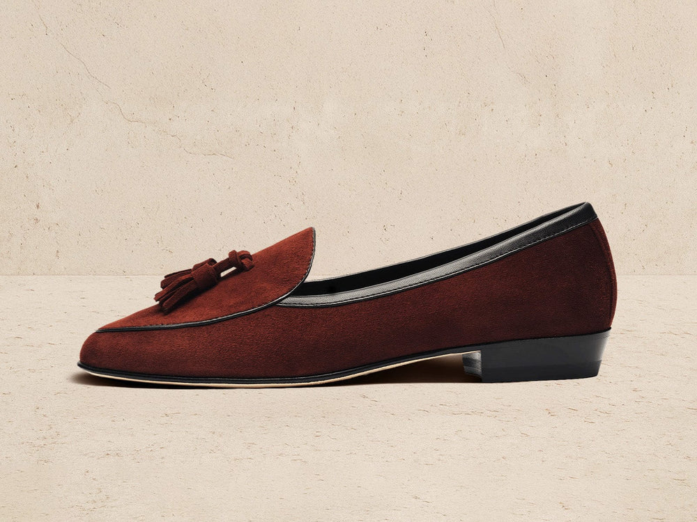 Sagan Tassel Loafers in Macassar Brown Suede