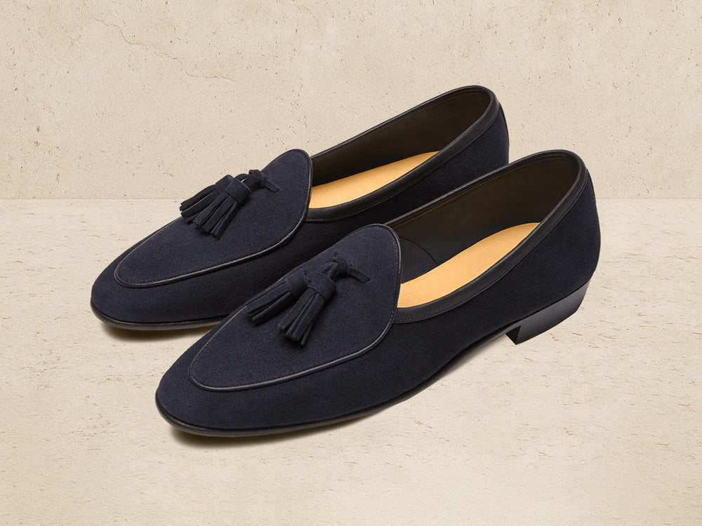 Sagan Classic Tassel Loafers in Midnight Navy Suede