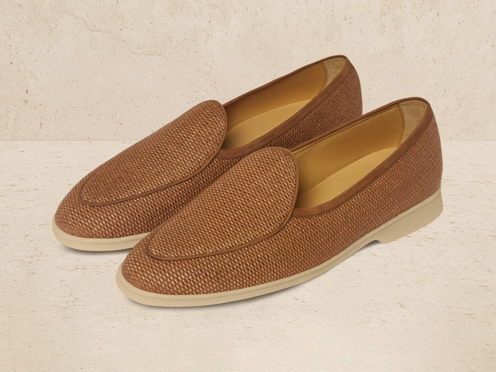 Stride Loafers in Honey Raffia with Natural Sole