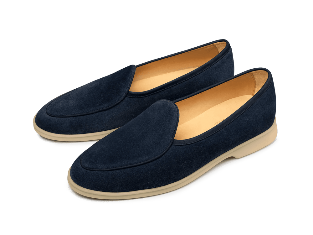 Stride Loafers in Midnight Navy Glove Suede Natural Sole