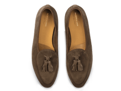 Sagan Rubber Tassel Loafers in Olivine Green Asteria Suede