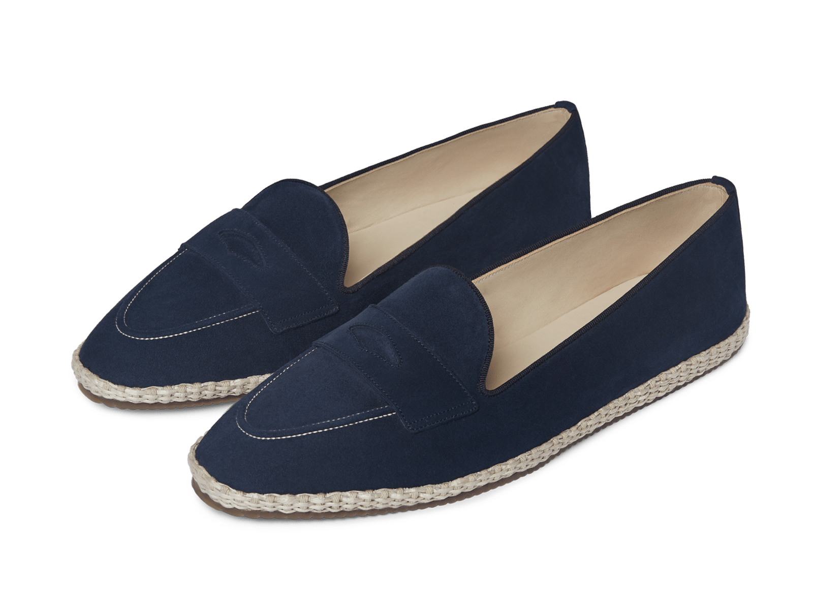 Calvi Slippers in Marina Navy Luxe Suede and Gros Grain