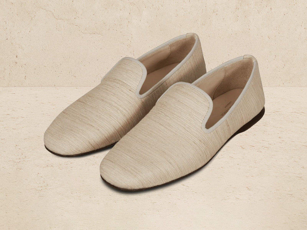 Fenice Loafers in Natural Silk and Gros Grain