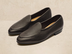Sagan Rubber Loafers in Dark Brown Lunar Grain Calf with Rubber Sole
