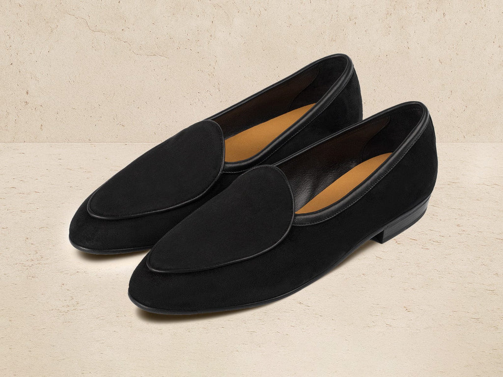 Sagan Rubber Loafers in Obsidian Black Asteria Suede