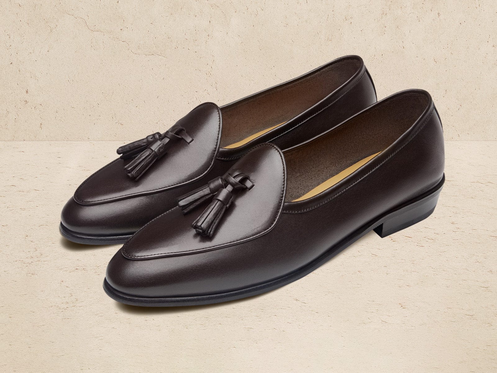Sagan Rubber Tassel Loafers in Dark Brown Drape Calf