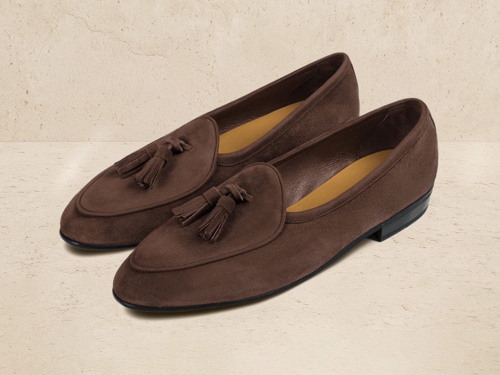 Sagan Rubber Tassel Loafers in Deep Taupe Asteria Suede