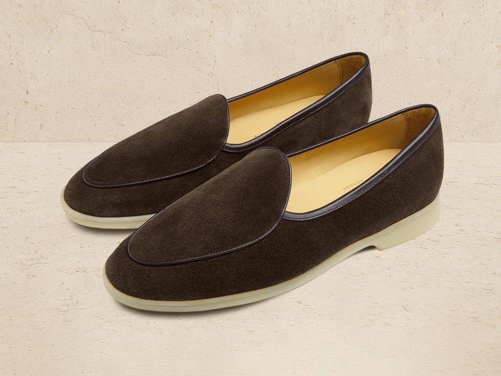 Stride Loafers in Dark Brown Glove Suede Natural Sole