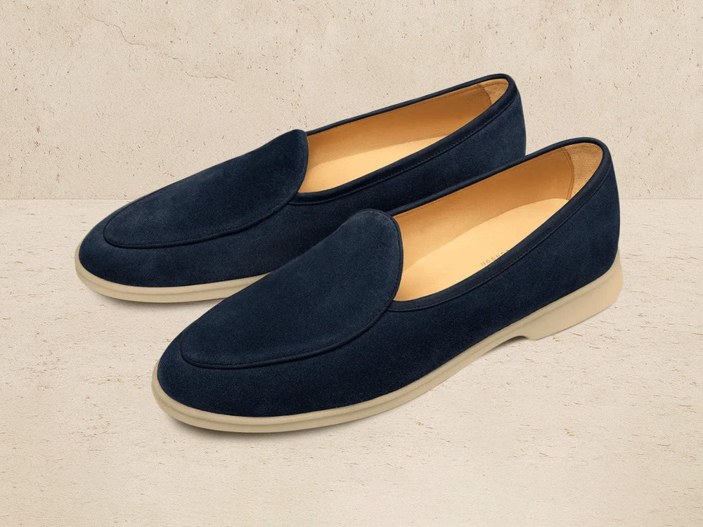 Stride Loafers in Midnight Navy Glove Suede Natural Sole
