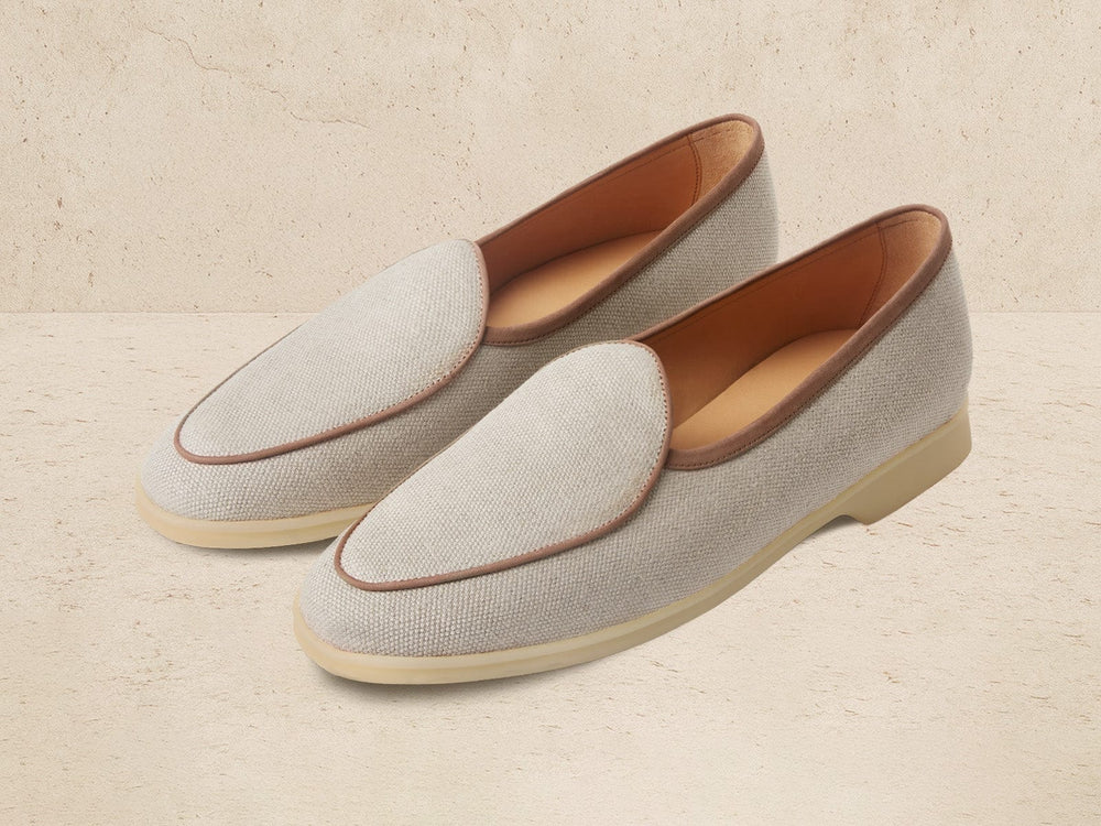 Stride Loafers in Vachette Linen with Natural Sole
