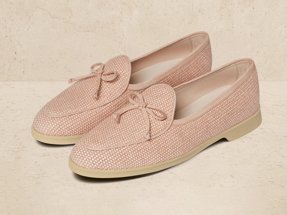 Stride String Loafers in Angel Powder Raffia with Natural Sole