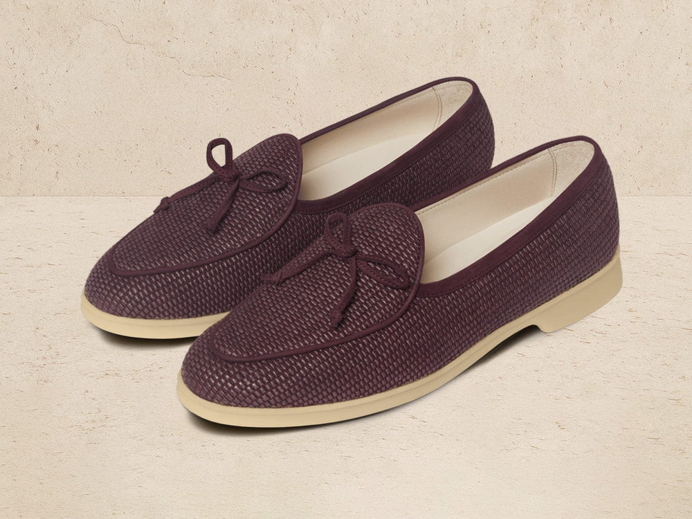 Stride String Loafers in Mauveine Purple Raffia with Natural Sole