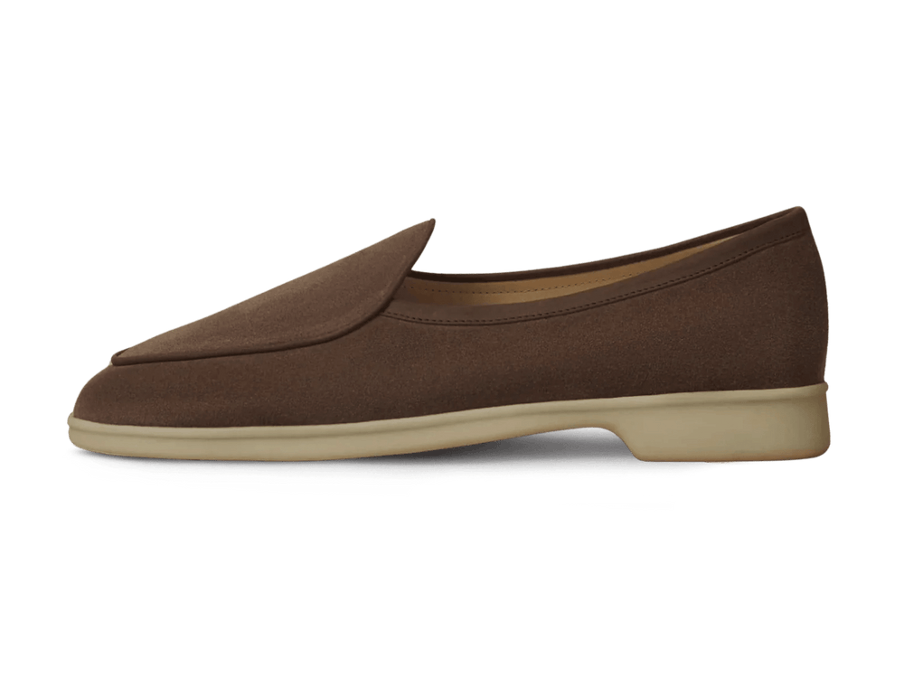 Stride Loafers in Deep Taupe Glove Suede Natural Sole