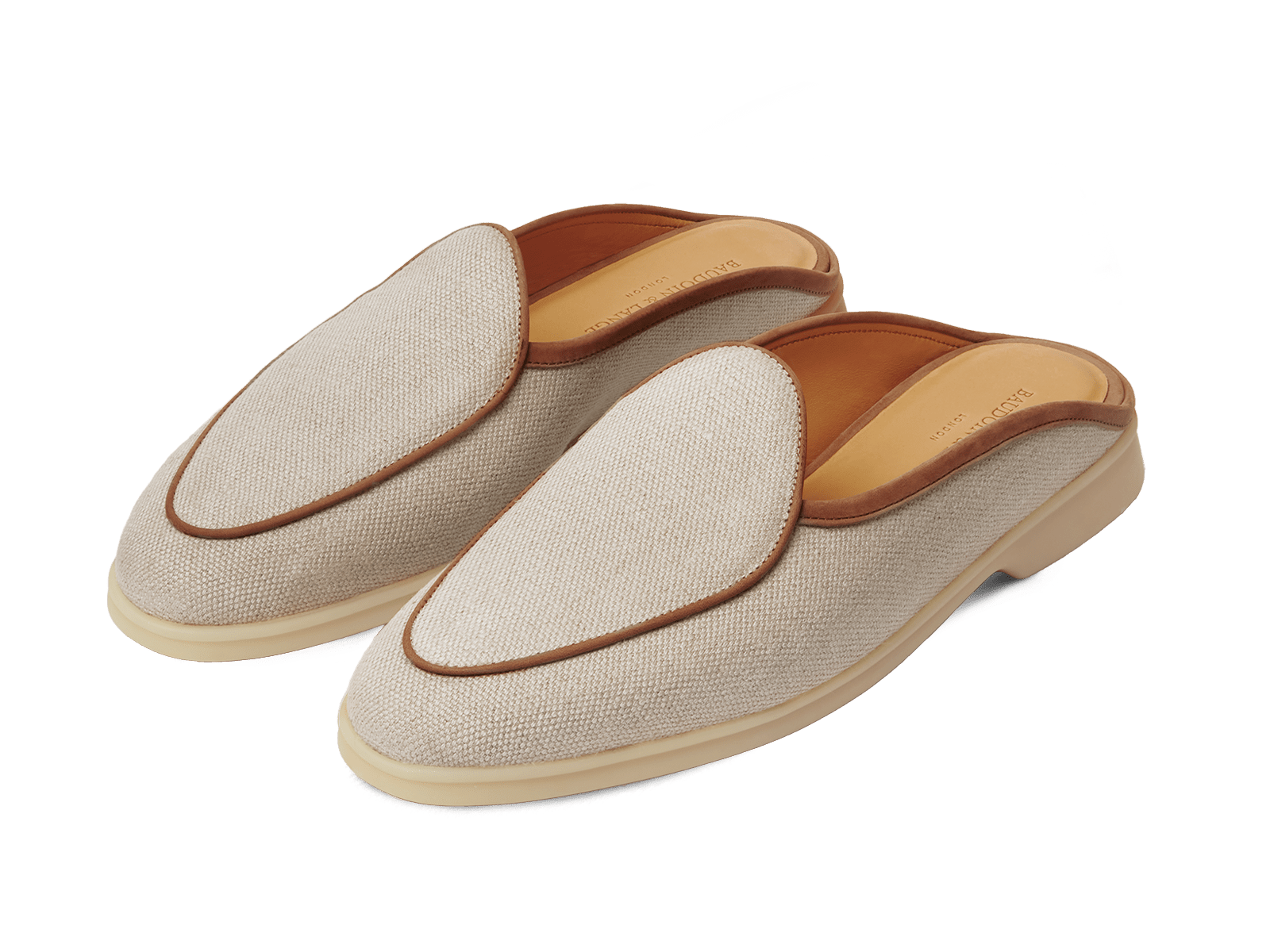 Stride Mule Loafers in Vachette Linen with Natural Sole