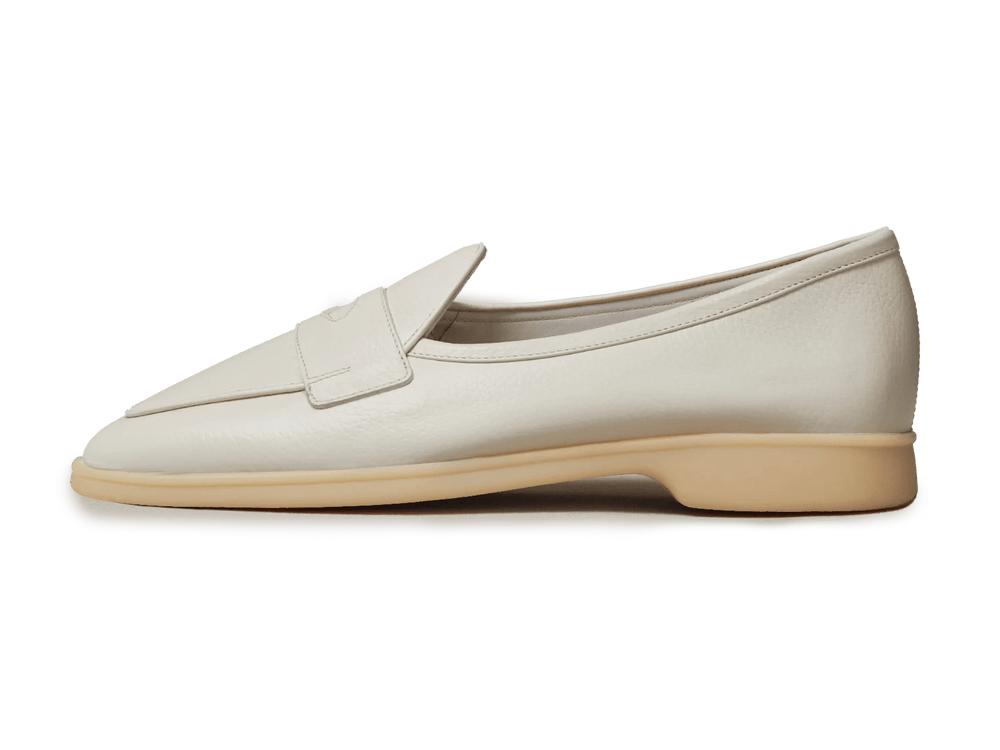 Stride Penny Loafers in Blanc Casse Moorland Calf with Natural Sole