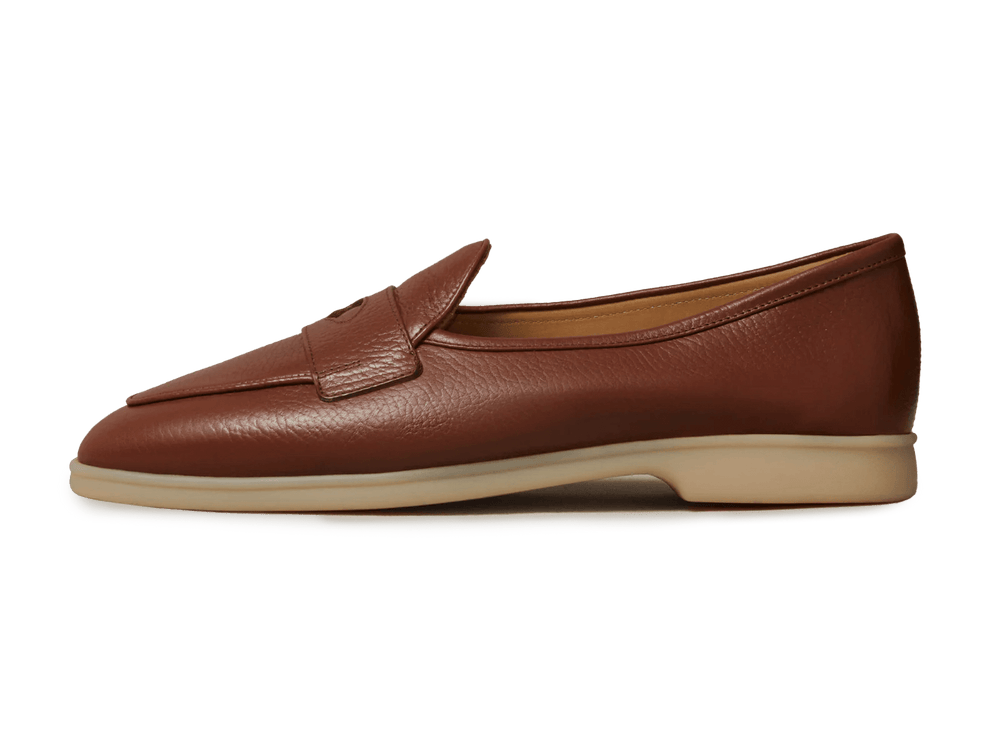 Stride Penny Loafers in Tan Moorland Calf with Natural Sole
