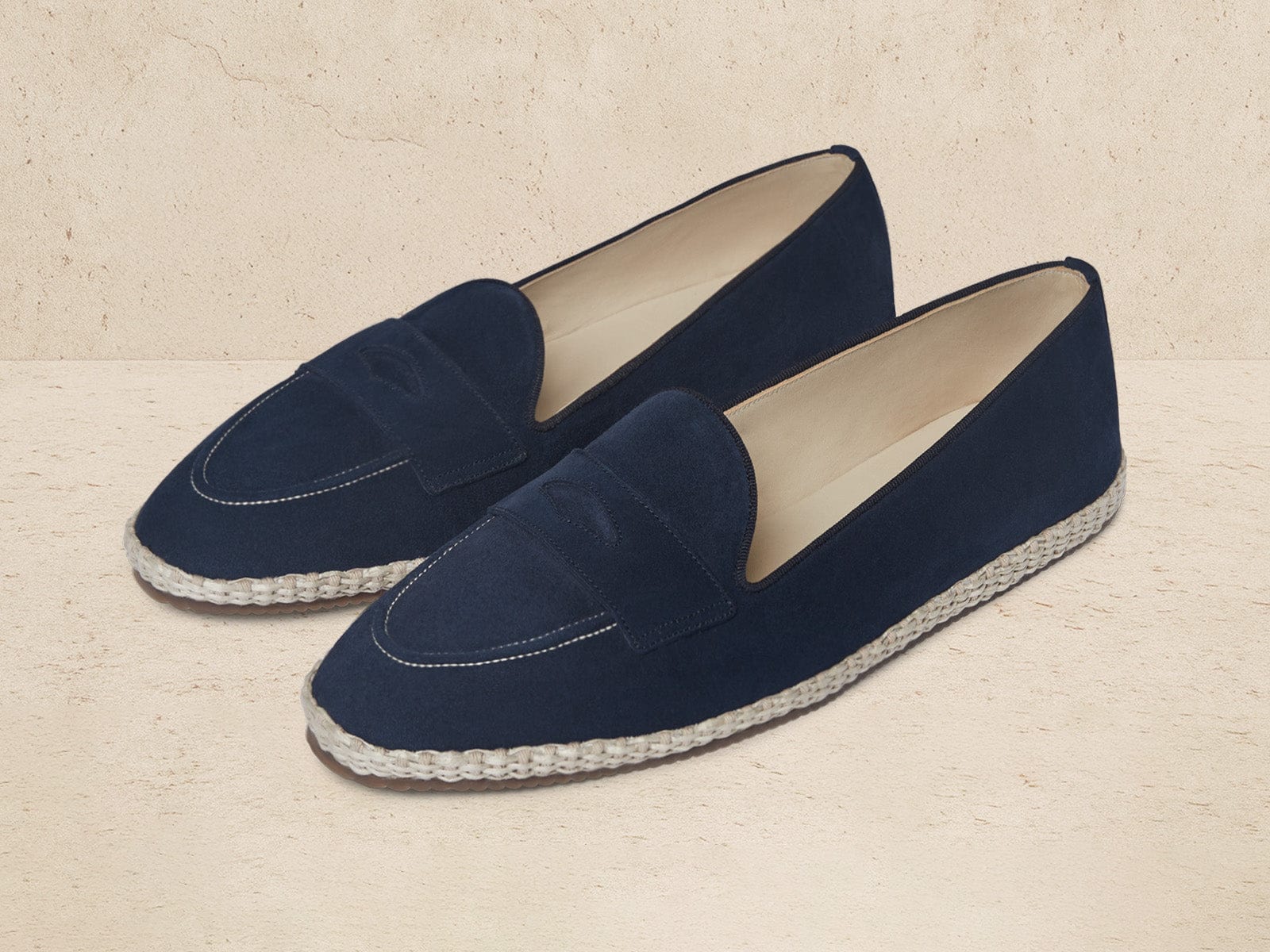 Calvi Slippers in Marina Navy Luxe Suede and Gros Grain