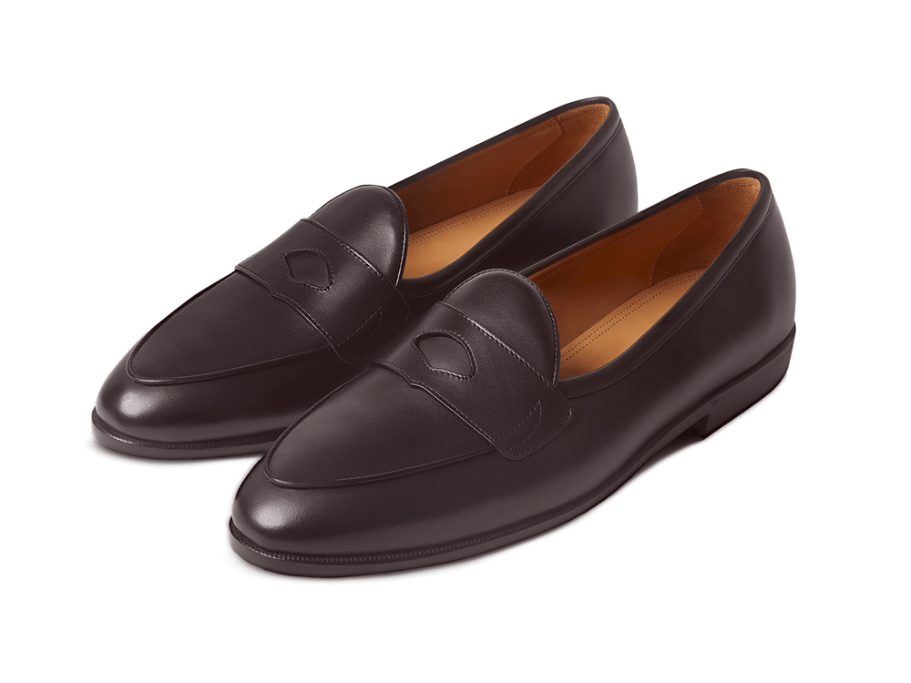 Grand Fleurus Penny Loafers in Dark Brown Noble Calf
