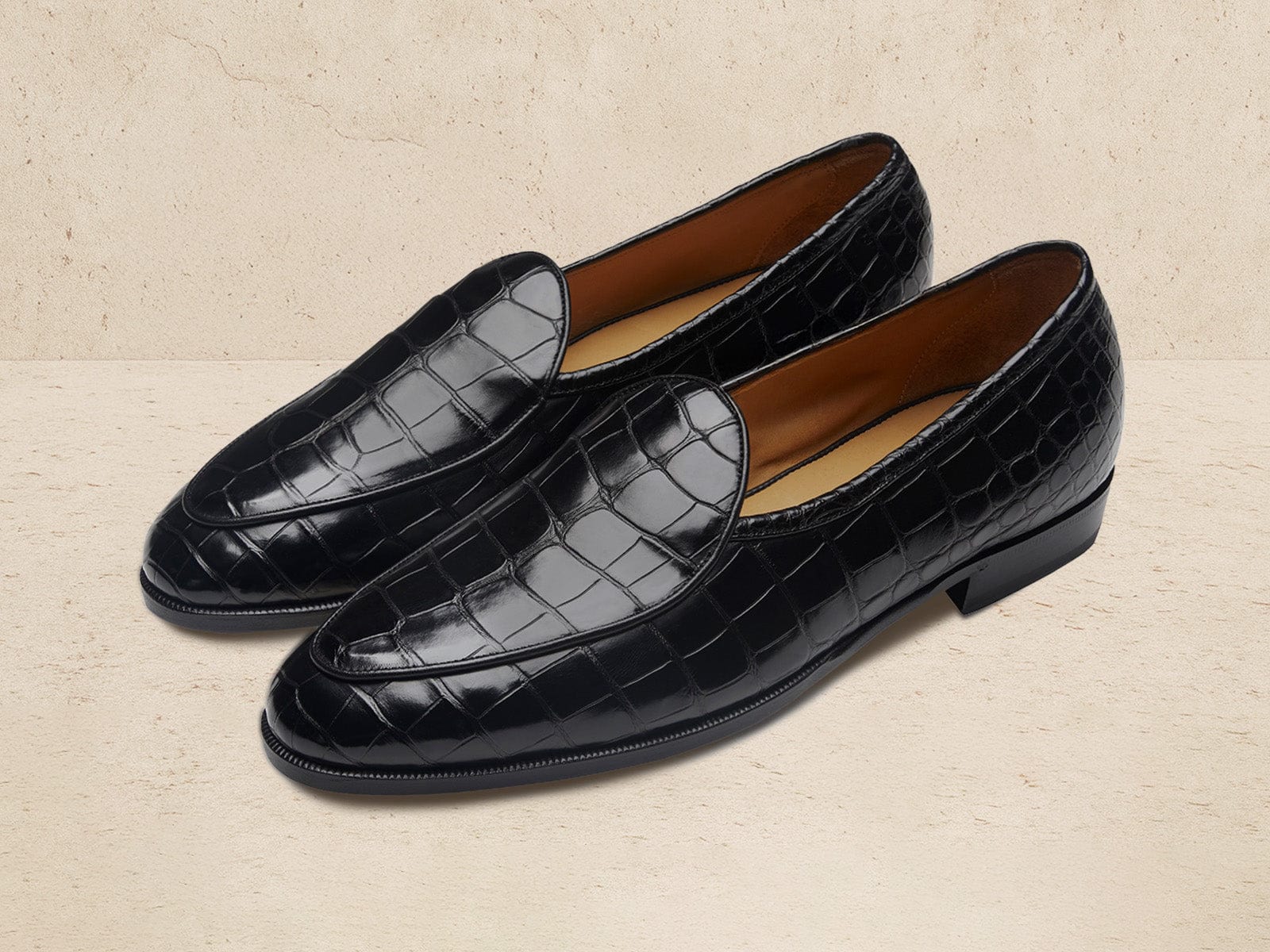 Classic Men's Loafers in Obsidian Black Crocodile Baudoin & Lange Classic Men's Loafers in Obsidian Black Crocodile Baudoin & Lange