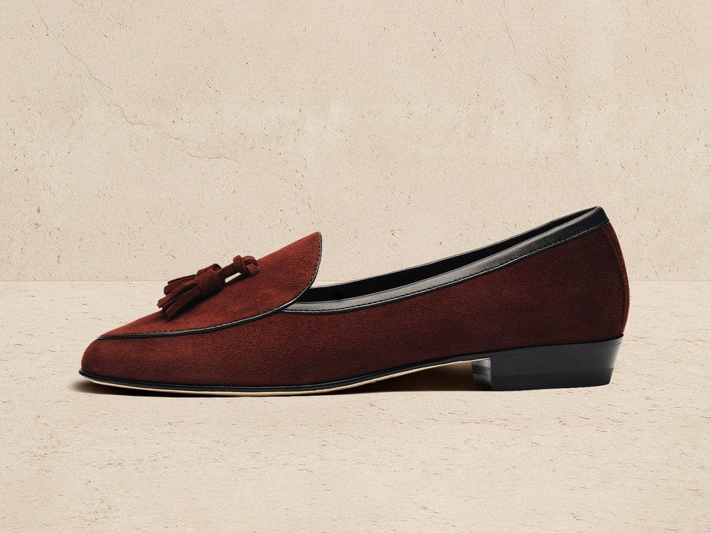 Sagan Tassel Loafers in Macassar Brown Suede
