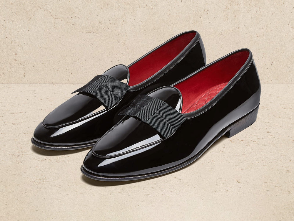 Sagan Opera Bow in Black Patent and Gros Grain