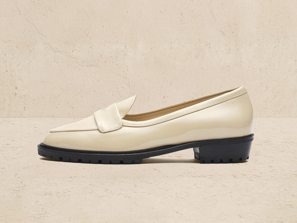 Sagan Ginkgo Loafers in Perla Nude Soft Patent Leather