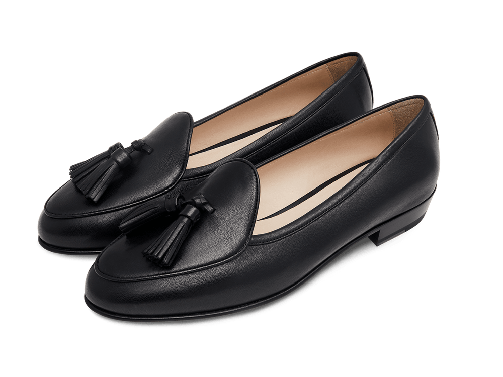 Sagan Classic Tassel Loafers in Black Nappa