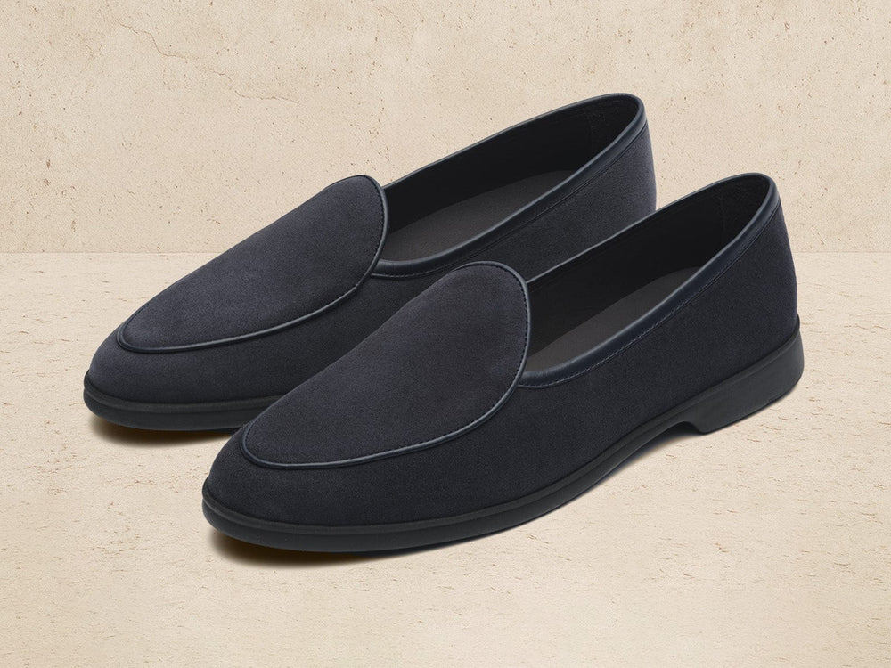 Stride Loafers in Midnight Navy Haptic Suede with Dark Sole
