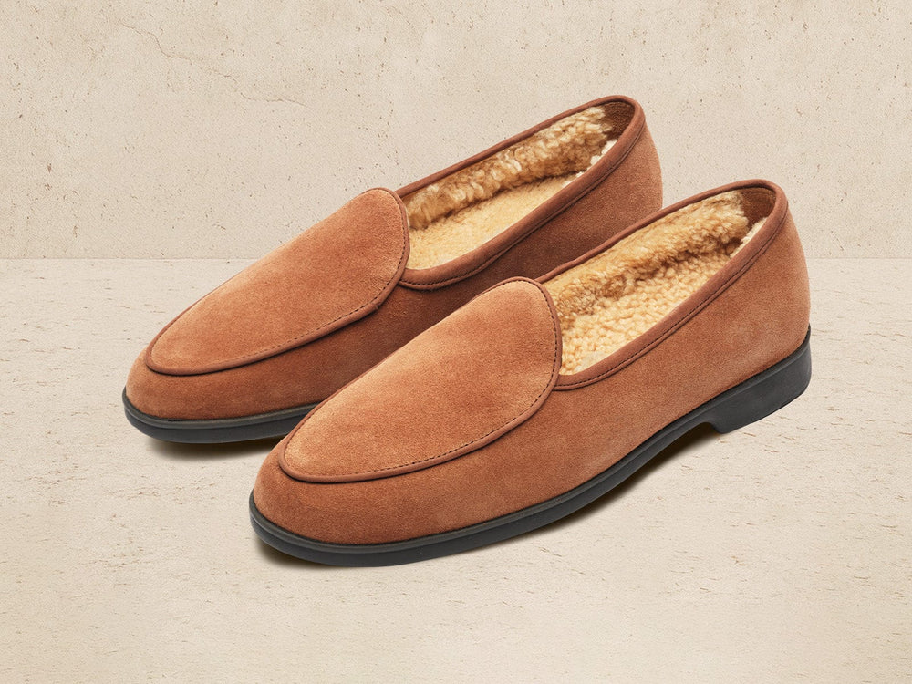 Stride Loafers in Moyen Brown Suede with Shearling Lining