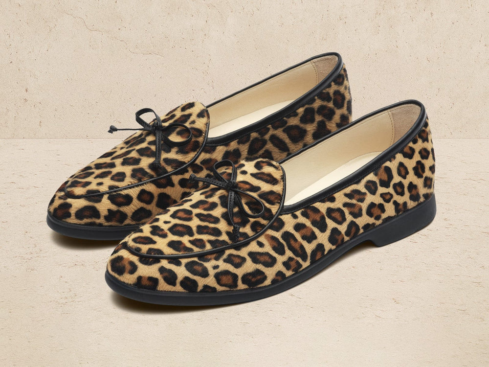 Stride String Loafers in Leopard Print Calf Hair