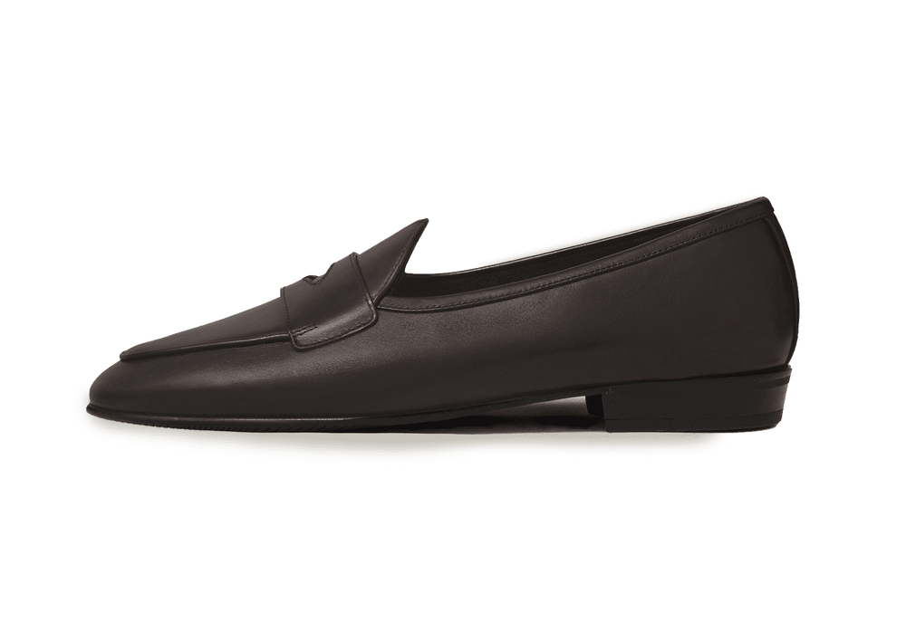 Sagan Rubber Ginkgo Loafers in Dark Brown Drape Calf