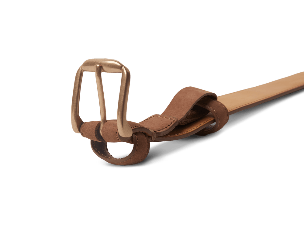 Sagan Belt Gold Buckle in Sandy Grey Nubuck