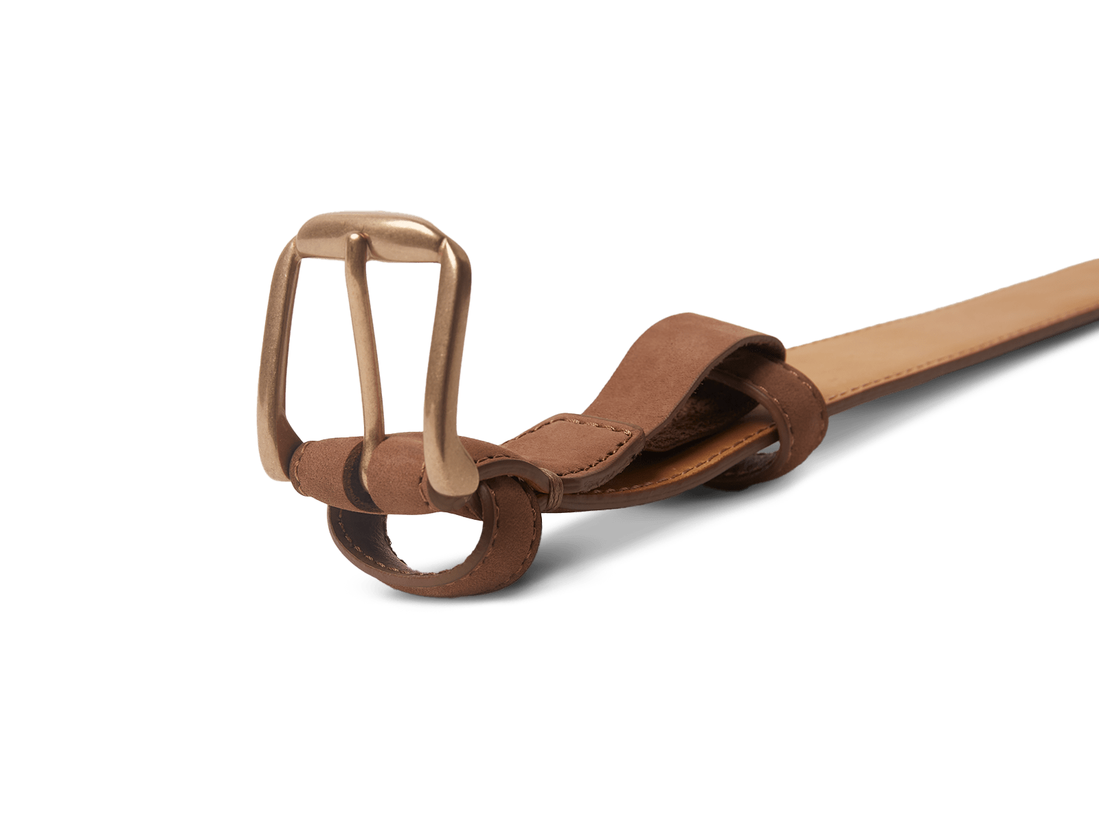 Sagan Belt Gold Buckle in Sandy Grey Nubuck