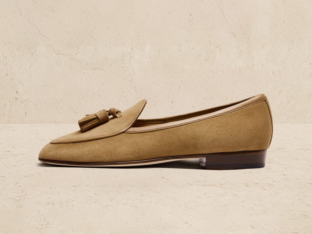 Sagan Classic Tassel Loafers in Sahara Asteria Suede