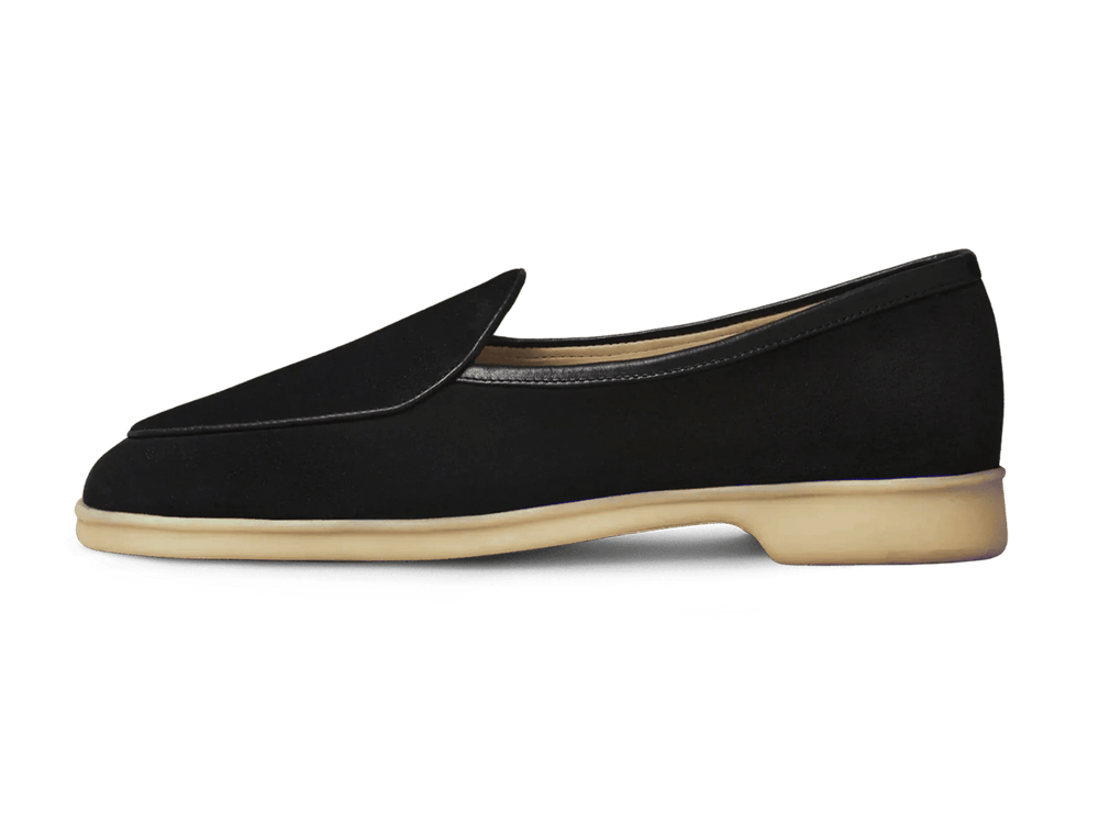 Stride Loafers in Black Glove Suede Natural Sole