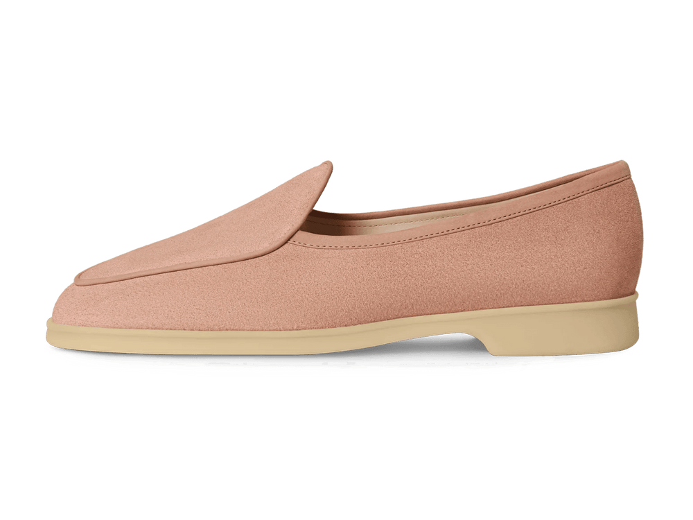 Stride Loafers in Blush Pink Glove Suede with Natural Sole