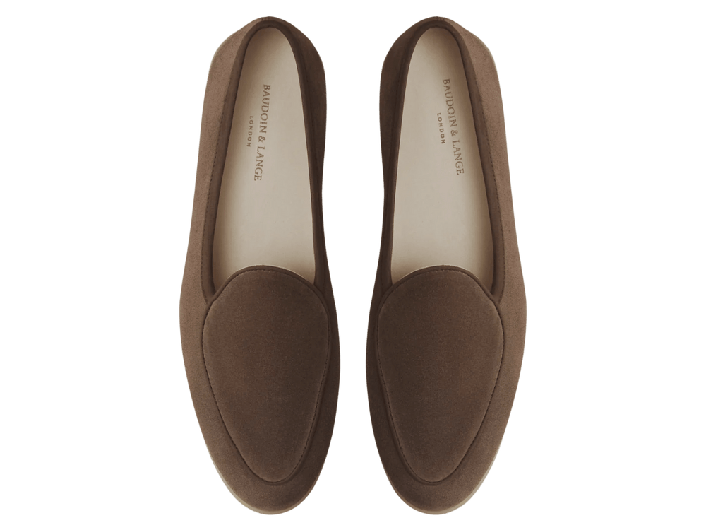 Stride Loafers in Deep Taupe Glove Suede Natural Sole