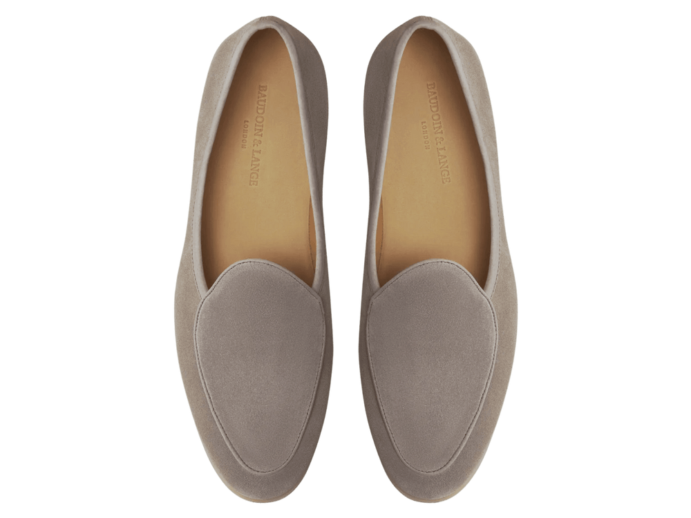 Stride Loafers in Sandy Grey Glove Suede Natural Sole