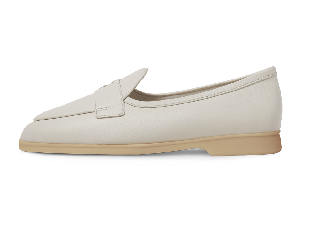 Stride Penny Loafers in Blanc Casse Moorland Calf with Natural Sole