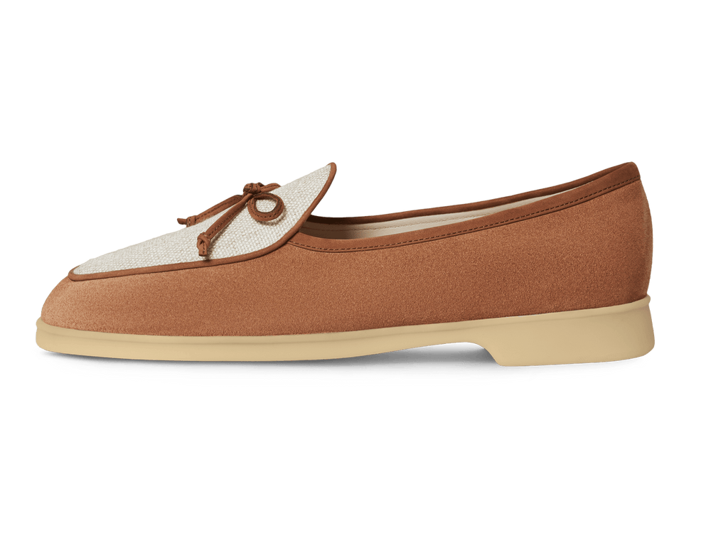 Stride String Loafers in Casaque Glove Suede and Linen Merlinen