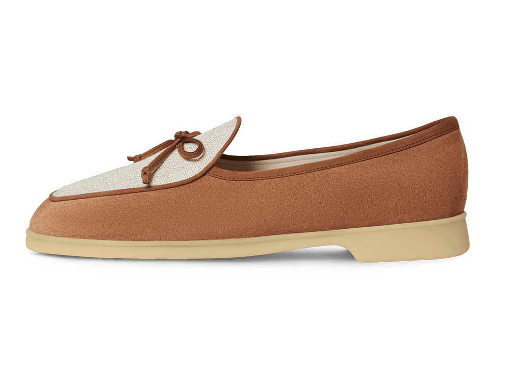 Stride String Loafers in Casaque Glove Suede and Linen Merlinen