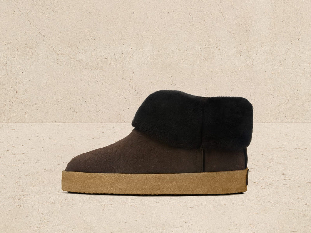 Winema Boots in Dark Brown Shearling Suede