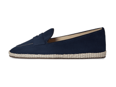 Calvi Slippers in Marina Navy Luxe Suede and Gros Grain